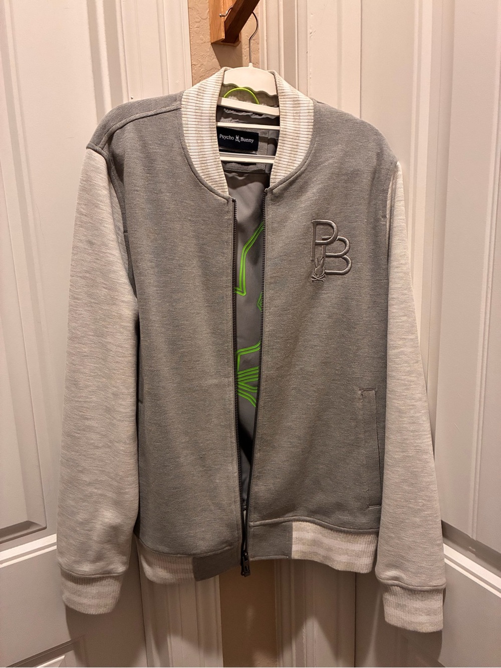 Psycho Bunny Gray and Light Gray Bomber Jacket